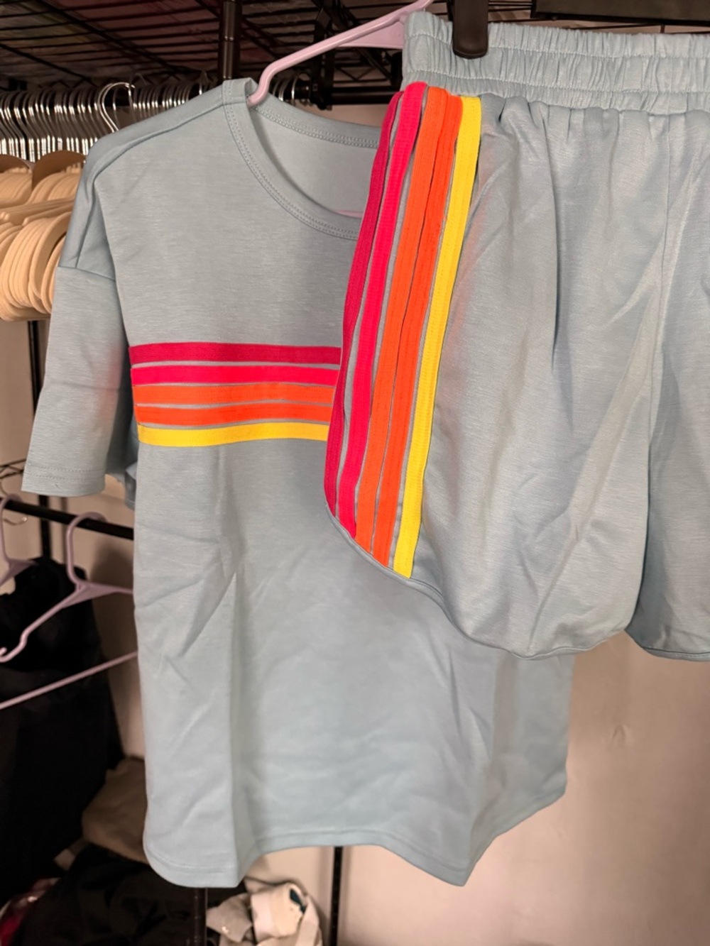 2 Light Blue Retro Stripe Lounge Set - Picture 8 of 8